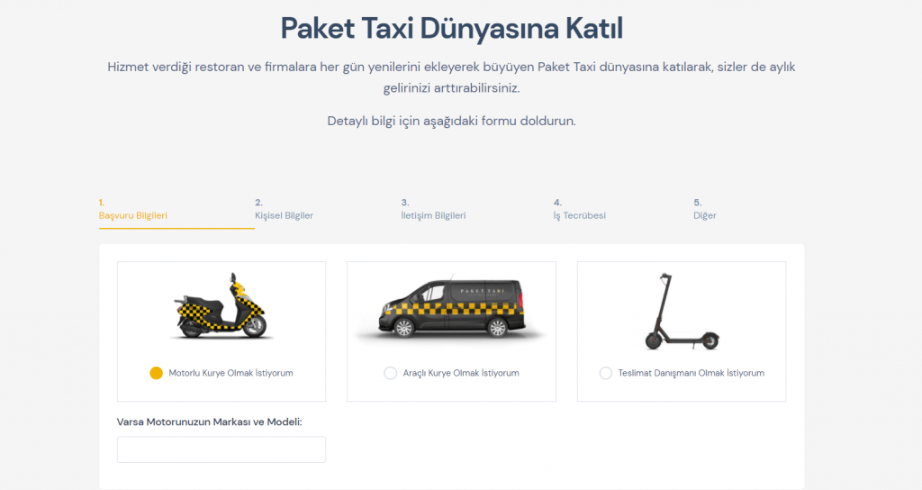paket taxi motor kurye maaşları 